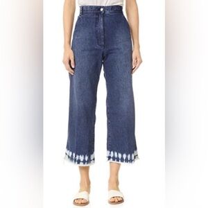 Rachel Comey Blue Denim Jeans with White Embroidery